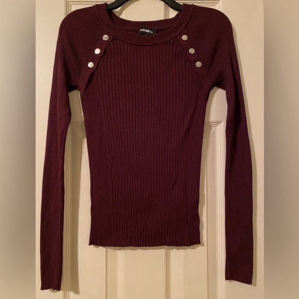 Burgundy Express sweater. Size small